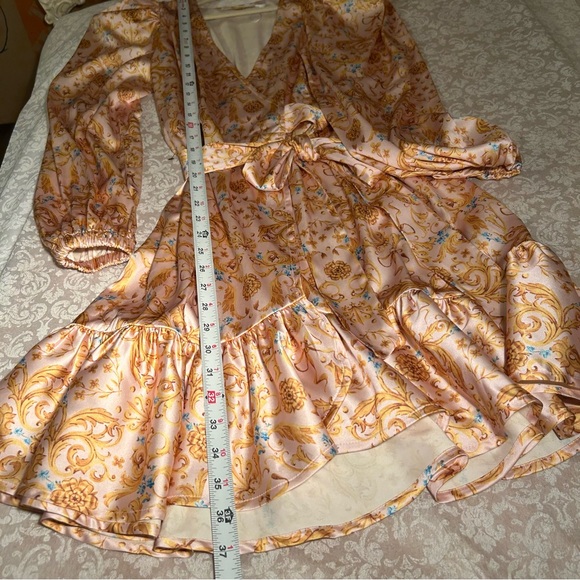 NICoBLU~new ~Cressida Short Wrap Dress ~Blush Pink French Regency Ribbons size 6 - Picture 14 of 16